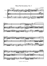 Three Part Invention No.3 in D Major arranged for String Trio