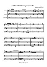 Sarabande from English Suite No.5 arranged for String Trio